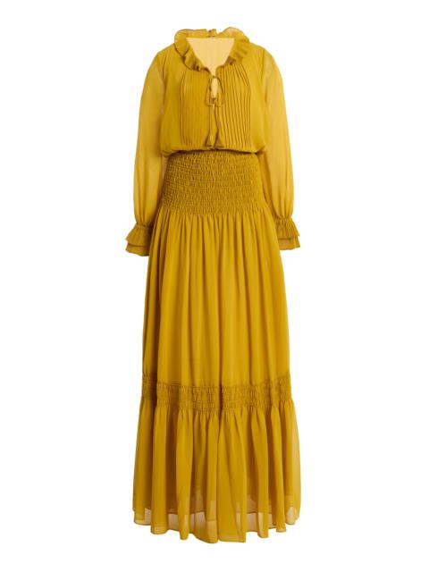ALEXIS Tabitha Shirred Crepe Maxi Dress yellow