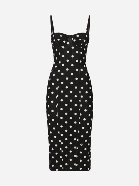 Dolce & Gabbana Marquisette sheath dress with polka-dot print and corset details