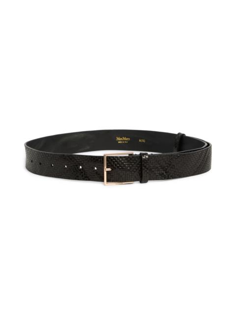 Max Mara Max Mara Mxatrine Leather Belt in Black at Nordstrom