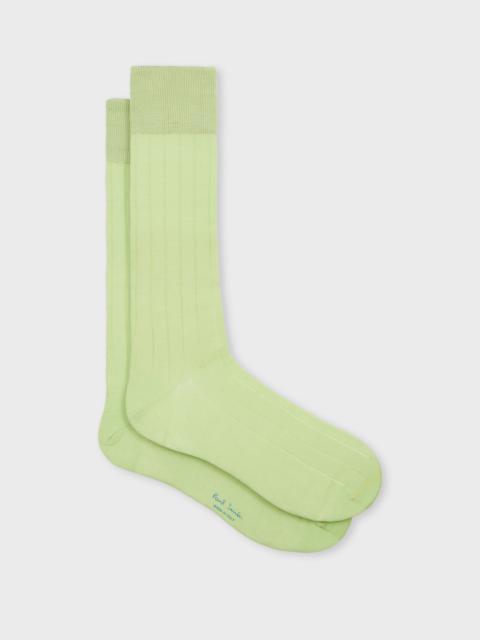 Paul Smith Light Green Ribbed Cotton Socks