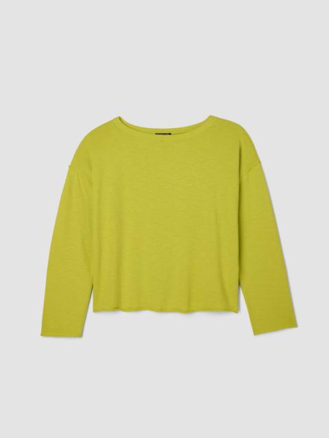 EILEEN FISHER Garment-Dyed Organic Cotton Terry Funnel Neck Top
