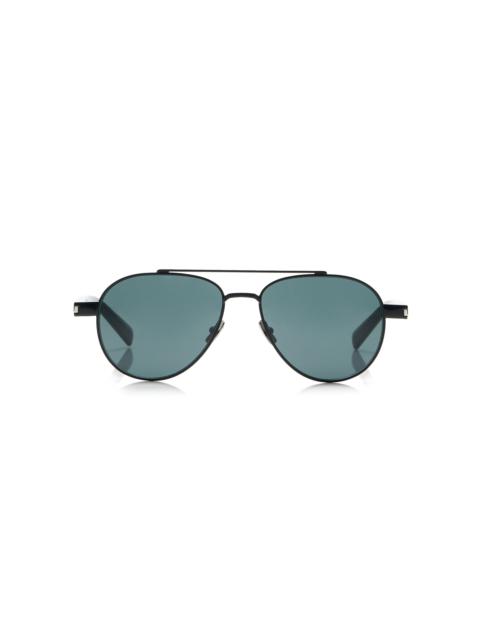 SAINT LAURENT Aviator-Frame Metal Sunglasses black