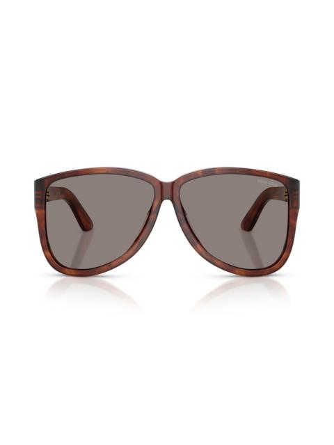 Miu Miu Miu Miu 61mm Oversize Pilot Sunglasses in Striped Tobacco /Dark Grey at Nordstrom