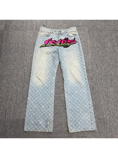 Louis Vuitton Louis Vuitton LV flocked flame pattern all-over monogram jeans