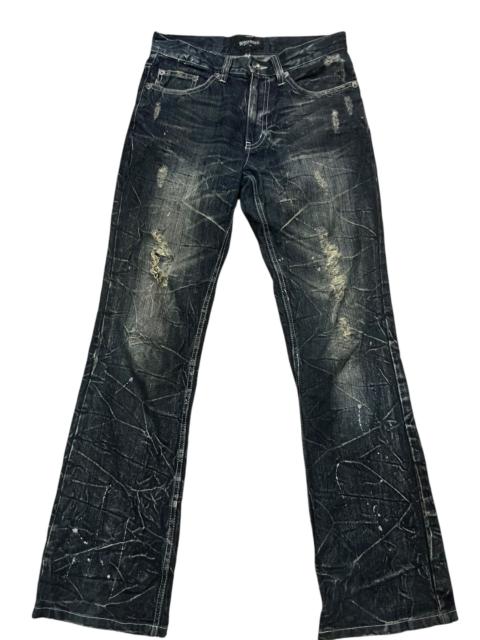 Hysteric Glamour Nylaus Flare Splash Paint Distressed Denim Pants