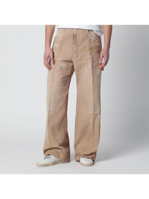 DSQUARED2 Dsquared2 Vintage-Effect Beige Baggy Carpenter Jeans Men