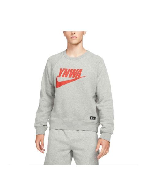 Men's Nike Logo Casual Sports Round Neck Pullover Gray DD9747-002