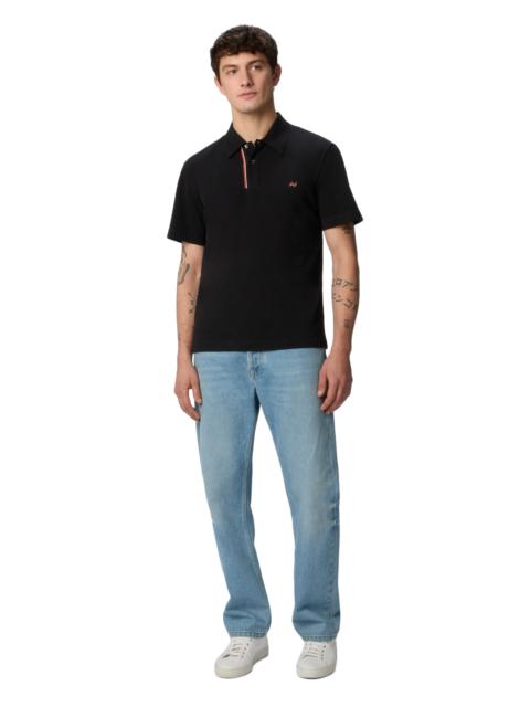 Missoni Missoni Solid Color Cotton Piqué Polo Shirt With Zigzag Embroidery And Contrasting Detail in Black a