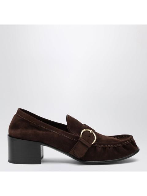 Miu Miu MIU MIU $1250 Dark Brown Suede Buckle Loafers New & Authenti
