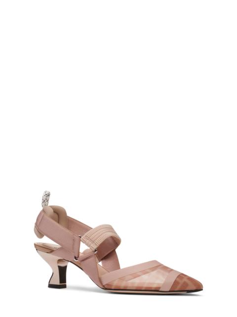 FENDI Fendi Colibri Mesh Slingback Pointed Toe Pump in F19Mn Rose Rose/nudo at Nordstrom