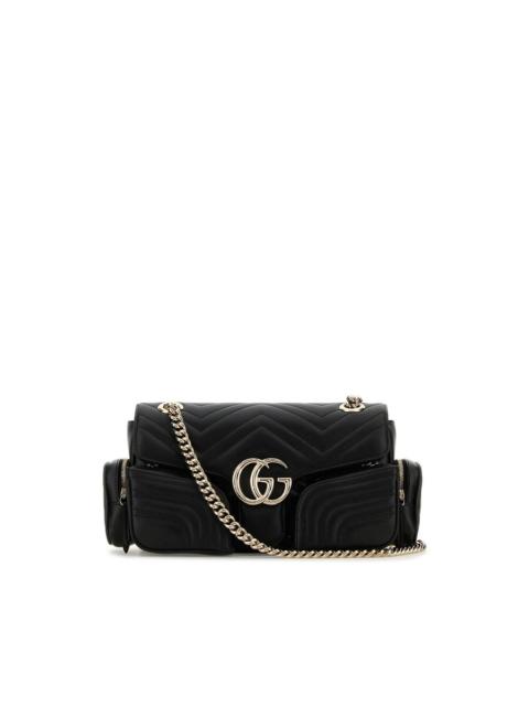 GUCCI Gucci Black Leather Small Gg Marmont Shoulder Bag