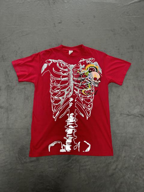Vintage Ed Hardy Skull Skeleton Print Red T-Shirt Medium