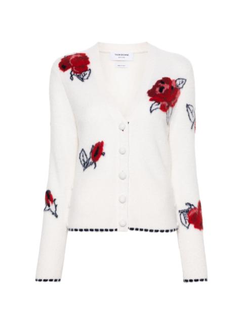 Rose intarsia-knit cardigan