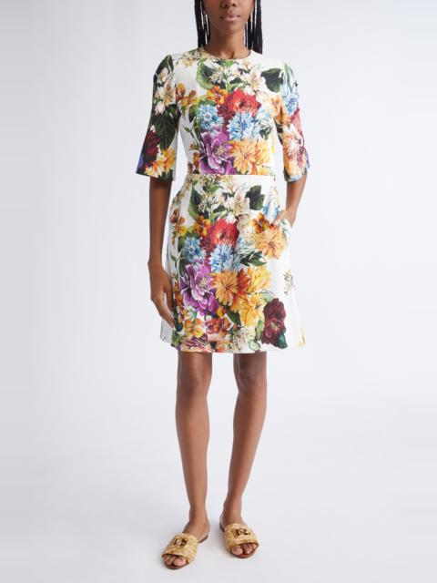 Dolce & Gabbana Dolce&Gabbana Floral Elbow Sleeve Sheath Dress in Ha5Pc B.fiori Cret. F.bco at Nordstrom