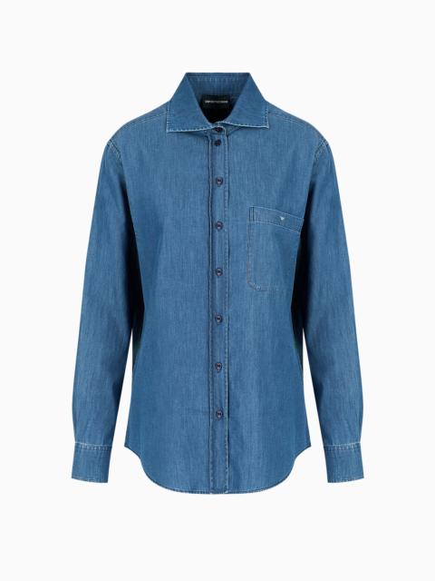 EMPORIO ARMANI Stone-washed denim shirt
