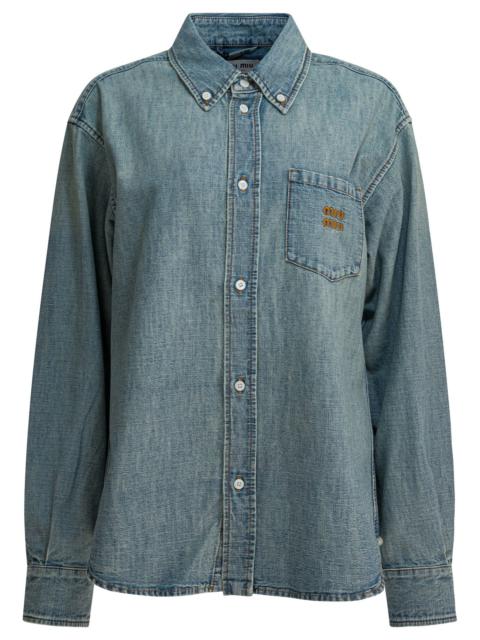 Miu Miu Miu Miu Denim Shirt With Logo
