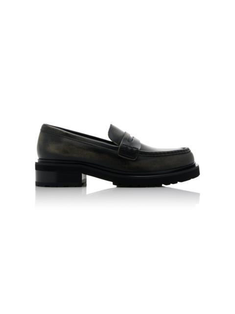 Golden Goose Distressed Leather Loafers black