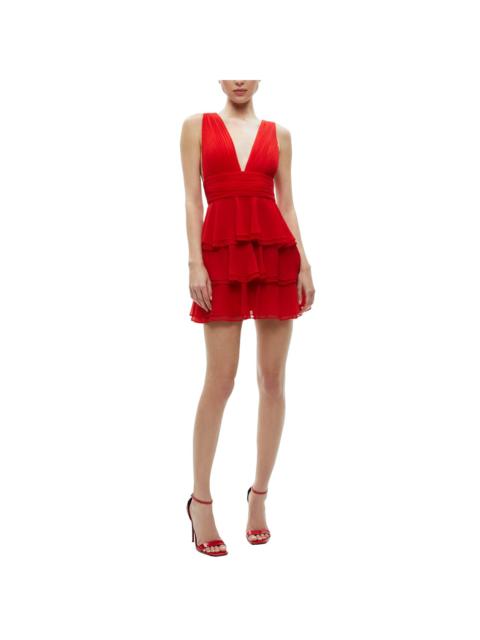 alice + olivia Holly Asymmetrical Ruffle Mini Dress