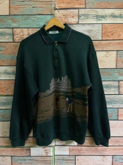 Other Designers Vintage Bill Rogers Golf Scene Polo Sweatshirt Made in USA