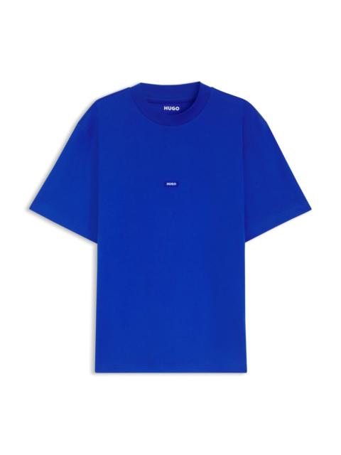 HUGO COTTON-JERSEY T-SHIRT WITH BLUE LOGO PATCH