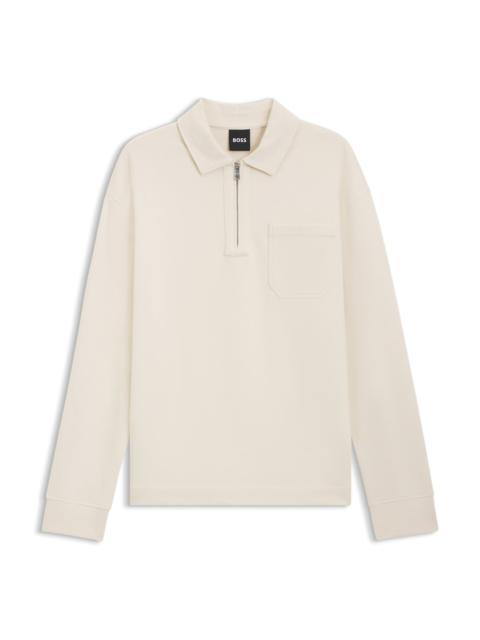 BOSS ZIP-NECK SWEATSHIRT IN A COTTON BLEND
