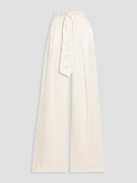 GABRIELA HEARST Thomazia belted hammered-silk wide-leg pants