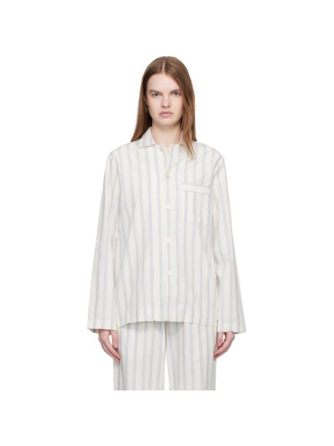 TEKLA Off-White & Blue Poplin Long-Sleeved Pyjama Shirt