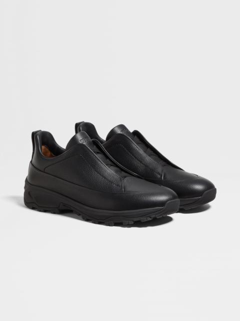 ZEGNA BLACK LEATHER TRIPLE STITCH™ MONTE SNEAKERS