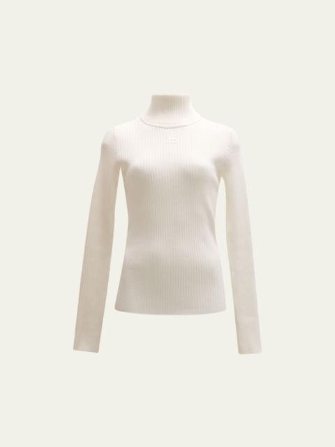 courrèges Turtleneck Long-Sleeve Rib Sweater