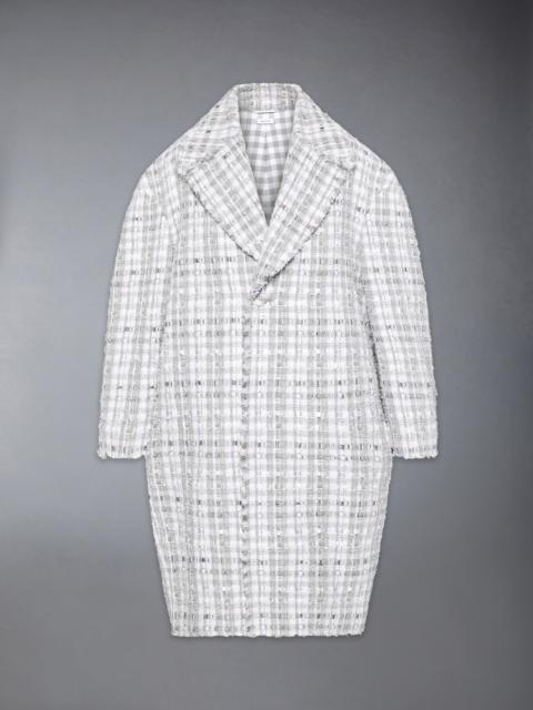 Thom Browne GINGHAM RIBBON TWEED COCOON COAT