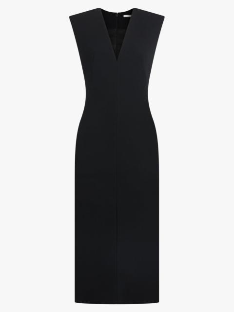 Givenchy STRUCTURED SLEEVLESS V-NECK MIDI DRESS | BLACK