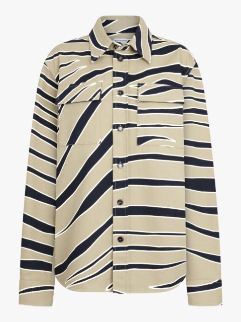 Bottega Veneta ANIMAL PRINT COTTON DRILL SHIRT | SESAME/NAVY/CAMO