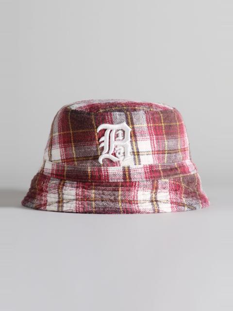 R13 LAYERED BUCKET HAT - ECRU/MAROON PLAID