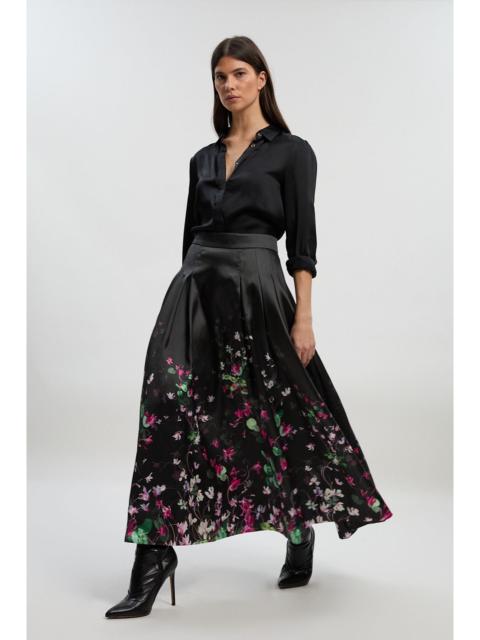 KAREN MILLEN Scattered Floral Twill Prom Skirt