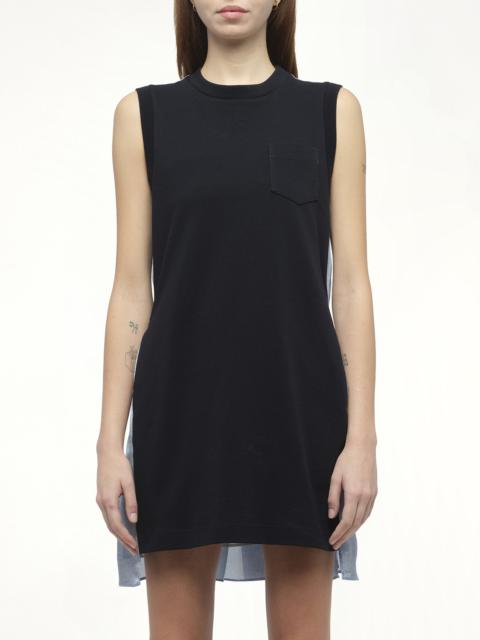 sacai Denim x Cotton Jersey Dress in Navy/Light Blue