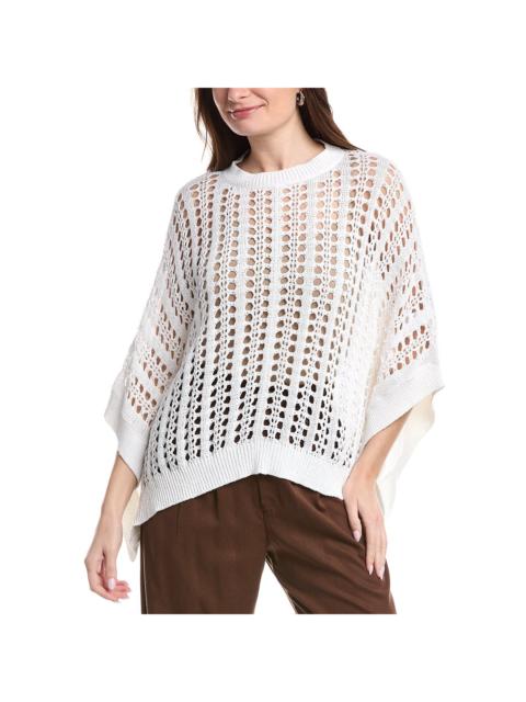 Brunello Cucinelli Brunello Cucinelli Open Knit Linen & Silk-Blend Poncho Sweater