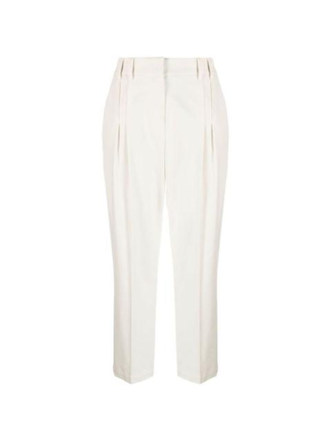 Brunello Cucinelli Brunello Cucinelli Cream Pleated Tailored Trousers