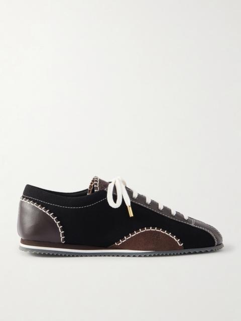 WALES BONNER Paris Suede-trimmed Leather And Canvas Sneakers