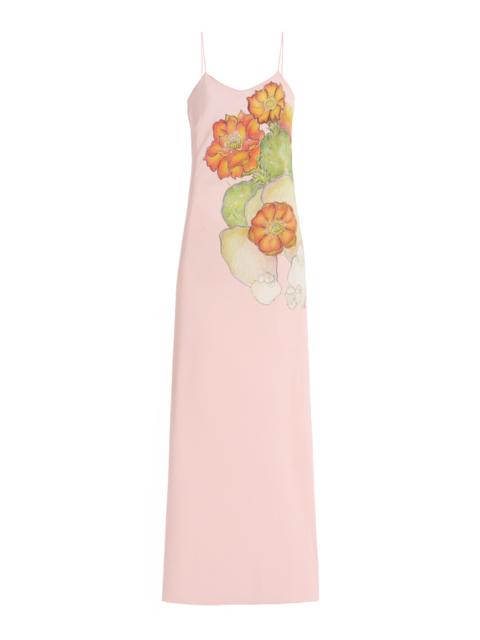 RODARTE Printed Silk Crepe Bias Slip Gown pink