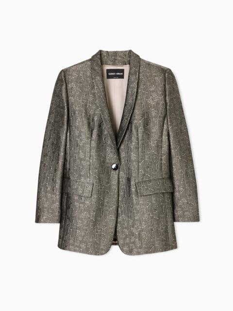 GIORGIO ARMANI JACQUARD SILK AND WOOL SINGLE-BREASTED JACKET