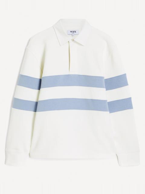 Wax London Rowhill Ecru-Light Blue Stripe Rugby Shirt