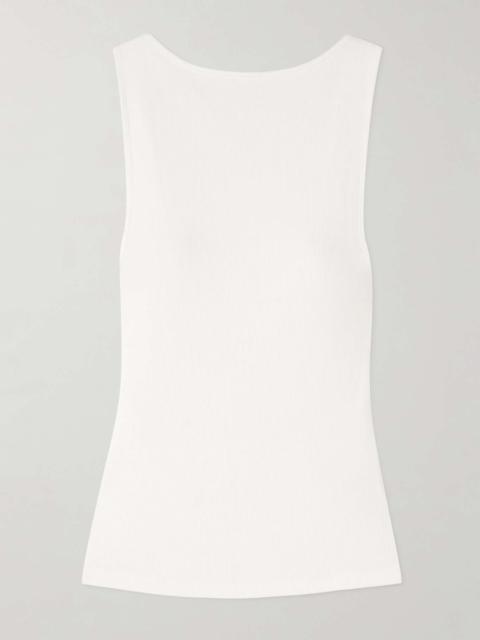 Open-back ribbed stretch organic cotton-jersey tank White