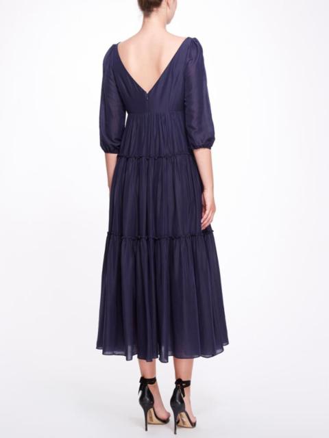 Marchesa BISHOP 3/4 SLEEVE DAY MAXI DRESS