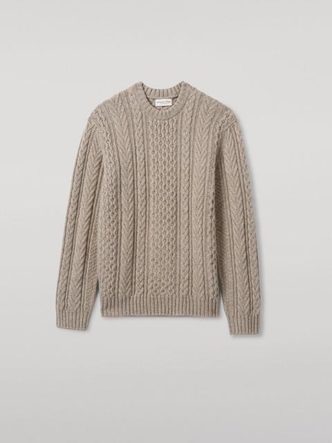 Johnstons of Elgin Aran Cable Light Brown Cashmere Jumper
