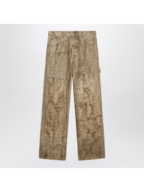 1989 STUDIO - 1989 STUDIO Denim Flock Carpenter pants camo