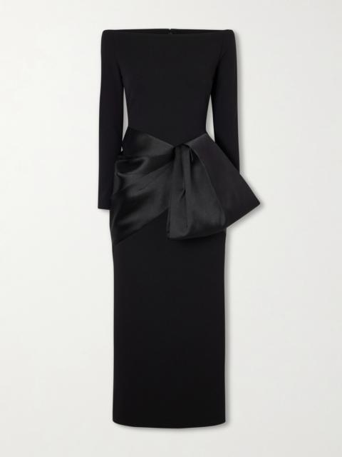 SOLACE LONDON Rhianne Gathered Satin And Crepe Midi Dress
