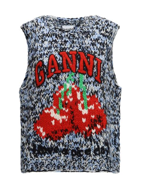 GANNI Ganni Wool Cherry Vest Glacier Lake