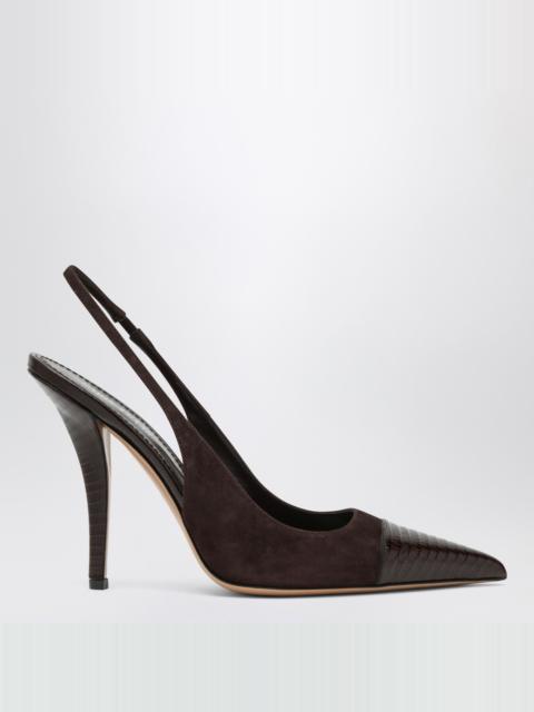 PARIS TEXAS Brown suede and leather slingback