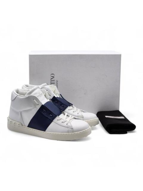Valentino Valentino Garavani Open Men's High Top Leather Sneakers White Blue EU 43 US 10