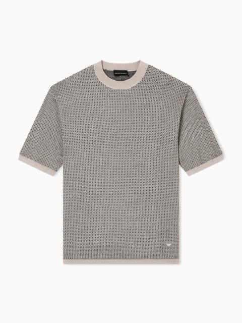 EMPORIO ARMANI VIRGIN-WOOL JUMPER WITH TWO-TONE JACQUARD MICRO MOTIF